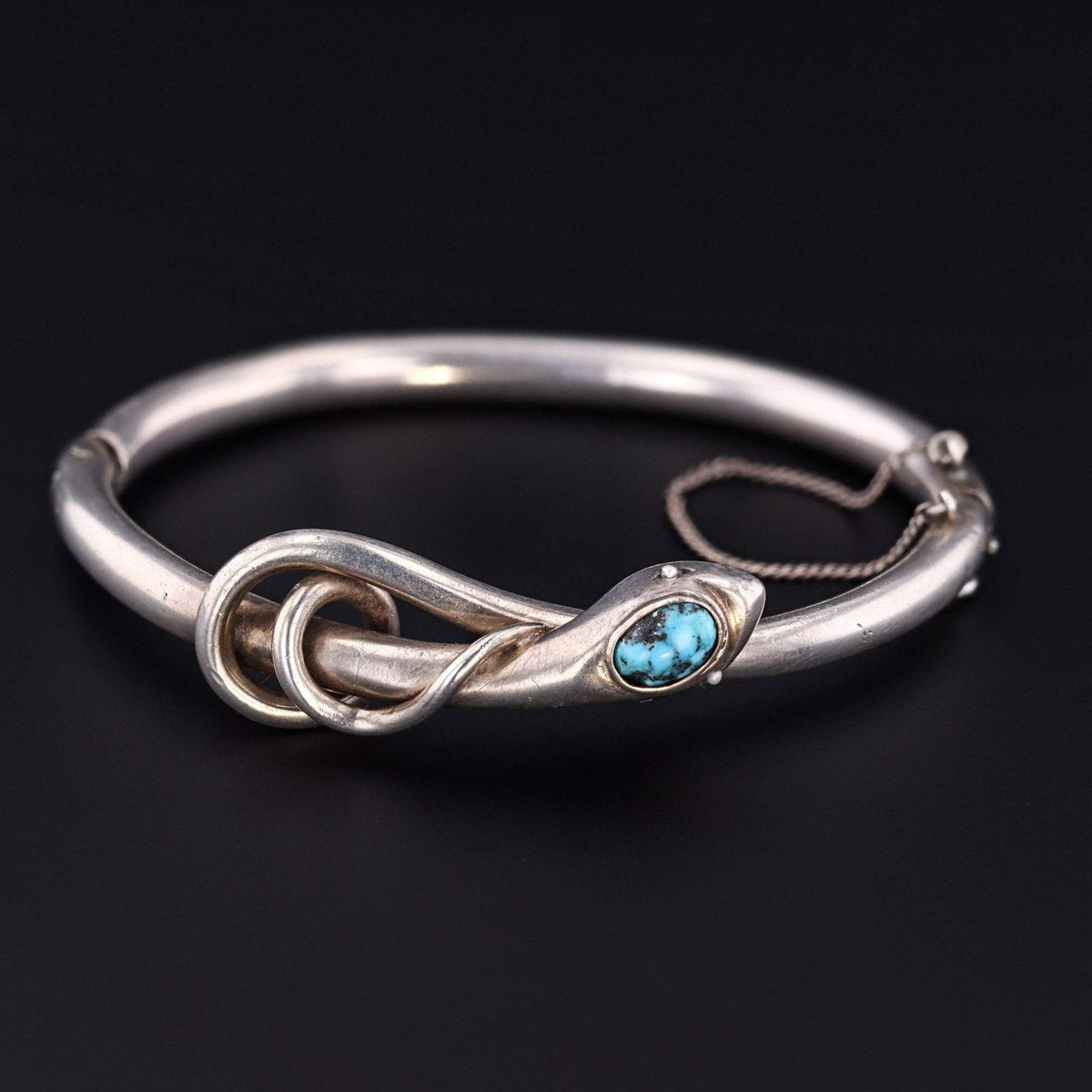 Antique Sterling Silver Snake Bracelet | Snake Bracelet With Turquoise - Trademark Antiques
