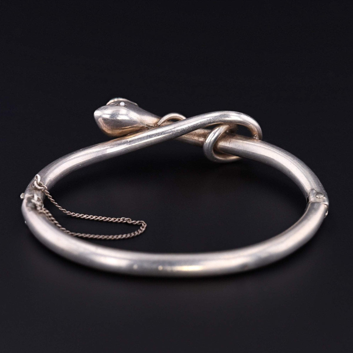 Antique Sterling Silver Snake Bracelet | Snake Bracelet With Turquoise - Trademark Antiques