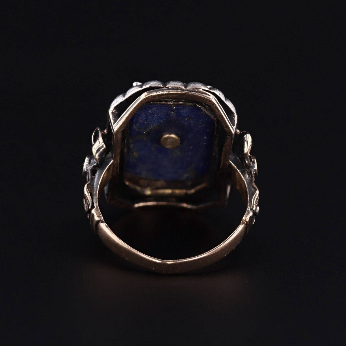 Antique Stick Pin Conversion Ring | Lapis and Diamond with Butterfly Ring - Trademark Antiques