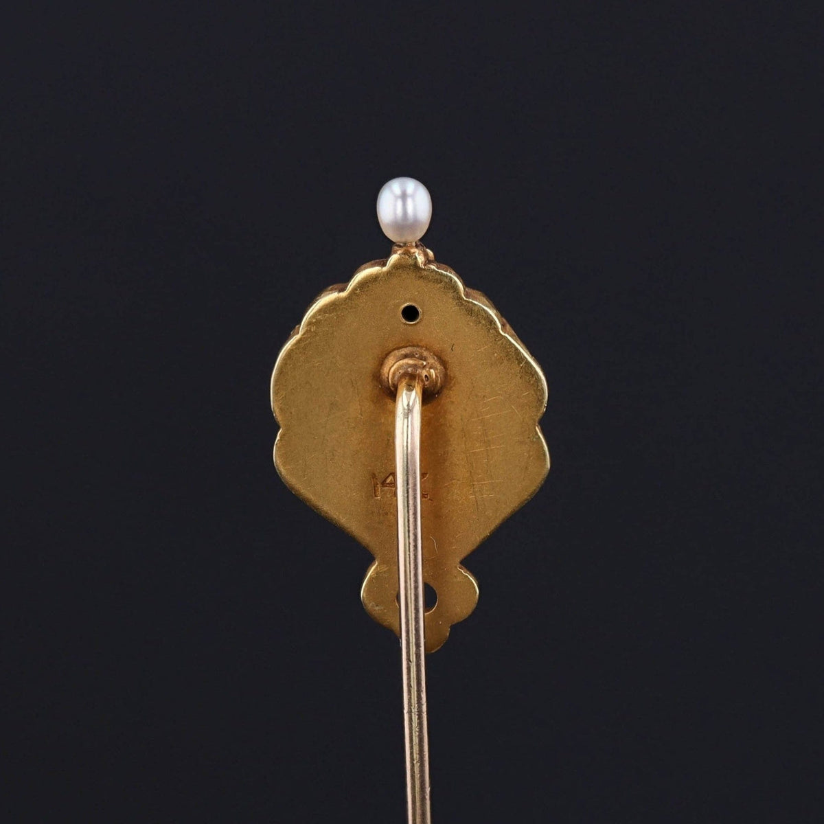 Antique Stickpin | Art Nouveau Enamel Woman Stickpin - Trademark Antiques