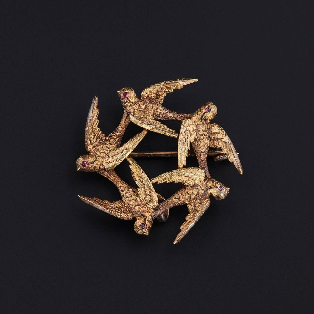 Antique Swallow Bird Brooch of 14k Gold - Trademark Antiques