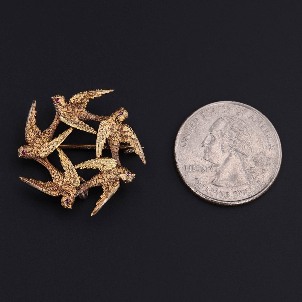 Antique Swallow Bird Brooch of 14k Gold - Trademark Antiques