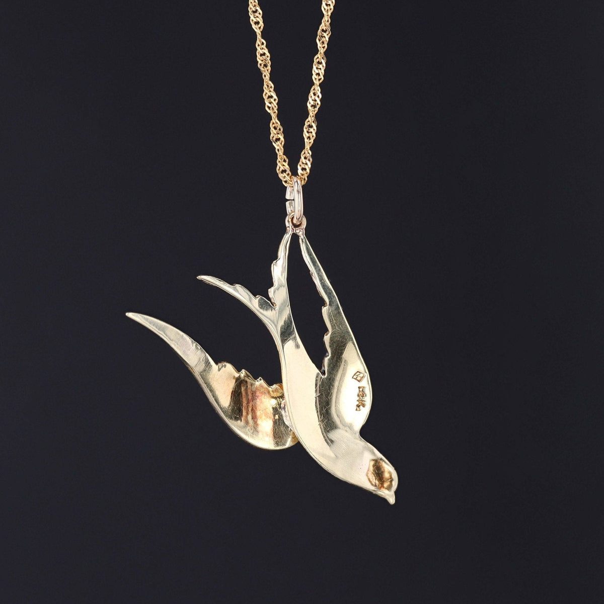 Antique Swallow Bird Necklace | Pin Conversion Necklace - Trademark Antiques