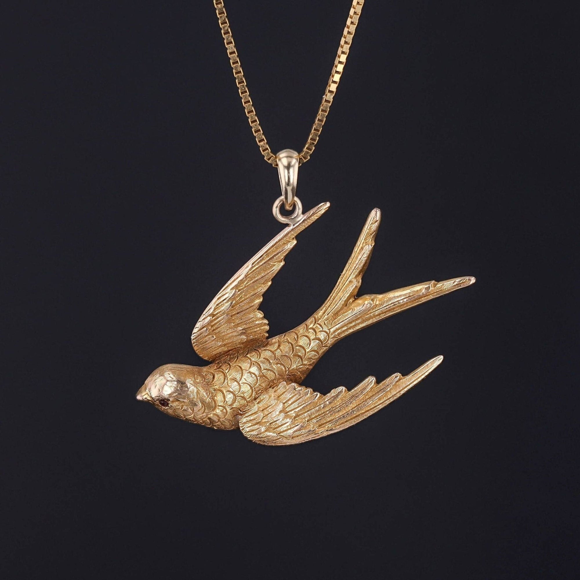 Antique Swallow Bird Necklace | Pin Conversion Necklace - Trademark Antiques