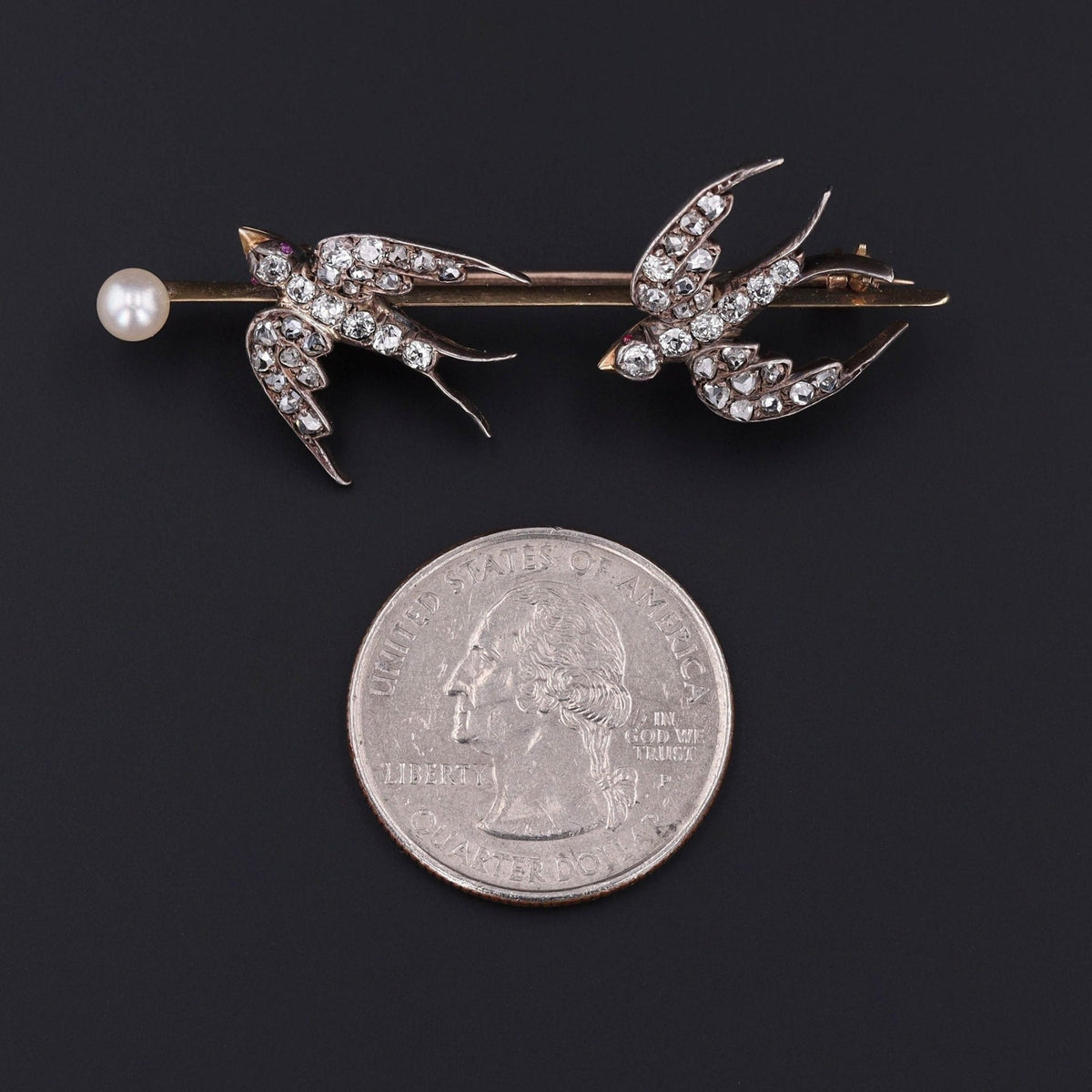 Antique Swallow Brooch | Bird Pin - Trademark Antiques