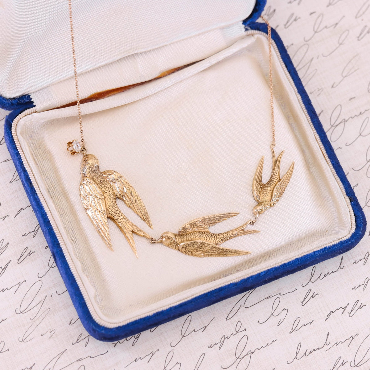 Antique Swallow Conversion Necklace of 14k Gold - Trademark Antiques