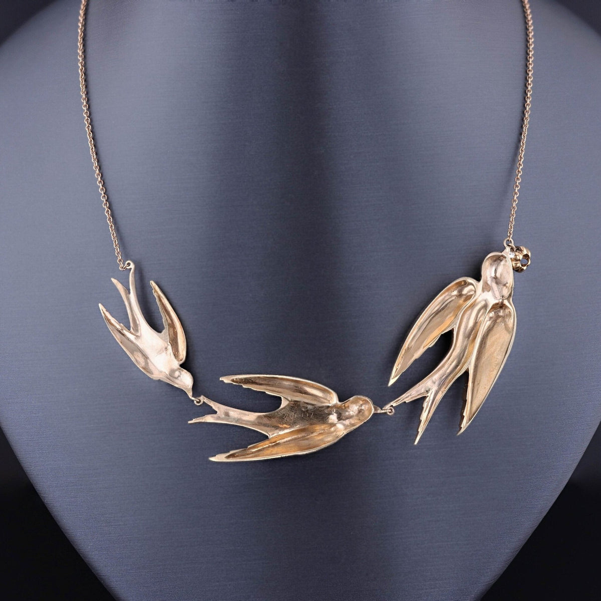 Antique Swallow Conversion Necklace of 14k Gold - Trademark Antiques
