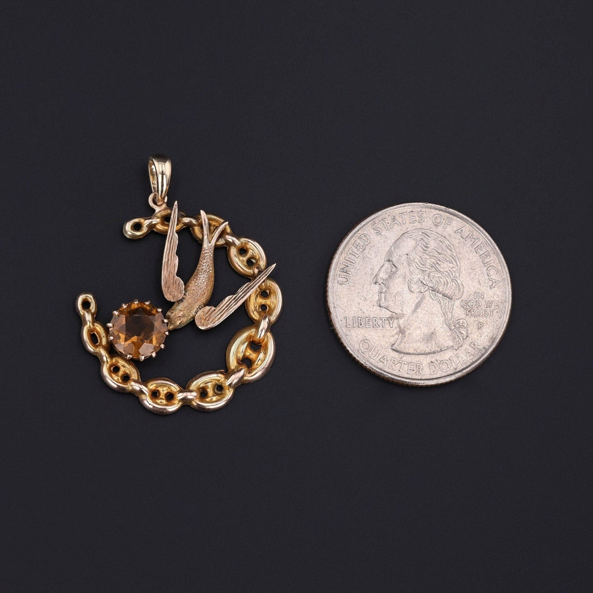Antique Swallow Conversion Pendant of 9ct Gold - Trademark Antiques