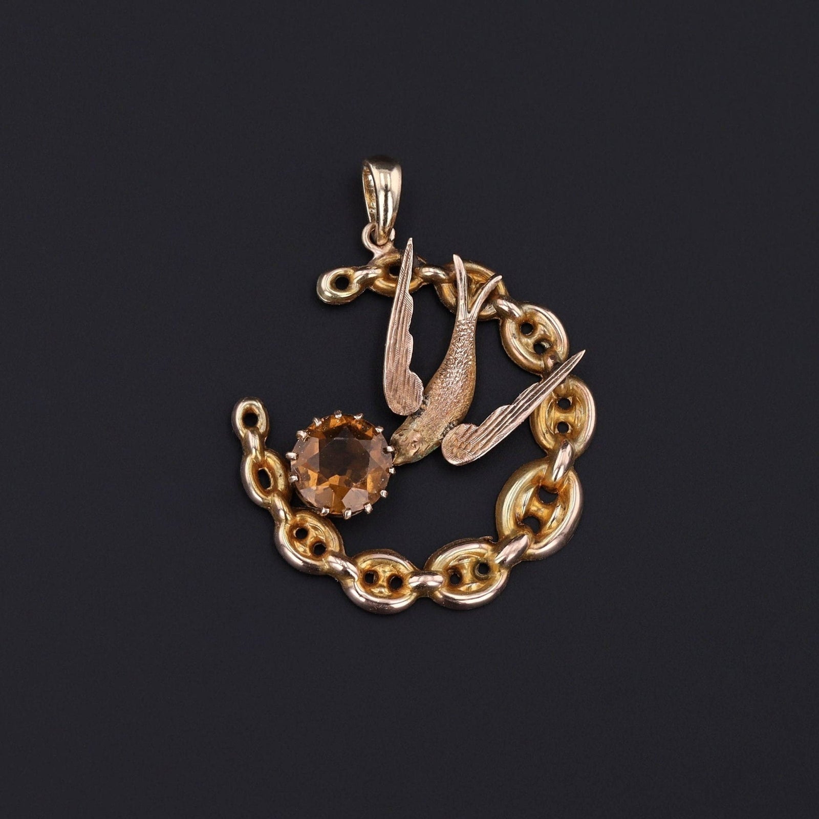 Antique Swallow Conversion Pendant of 9ct Gold - Trademark Antiques