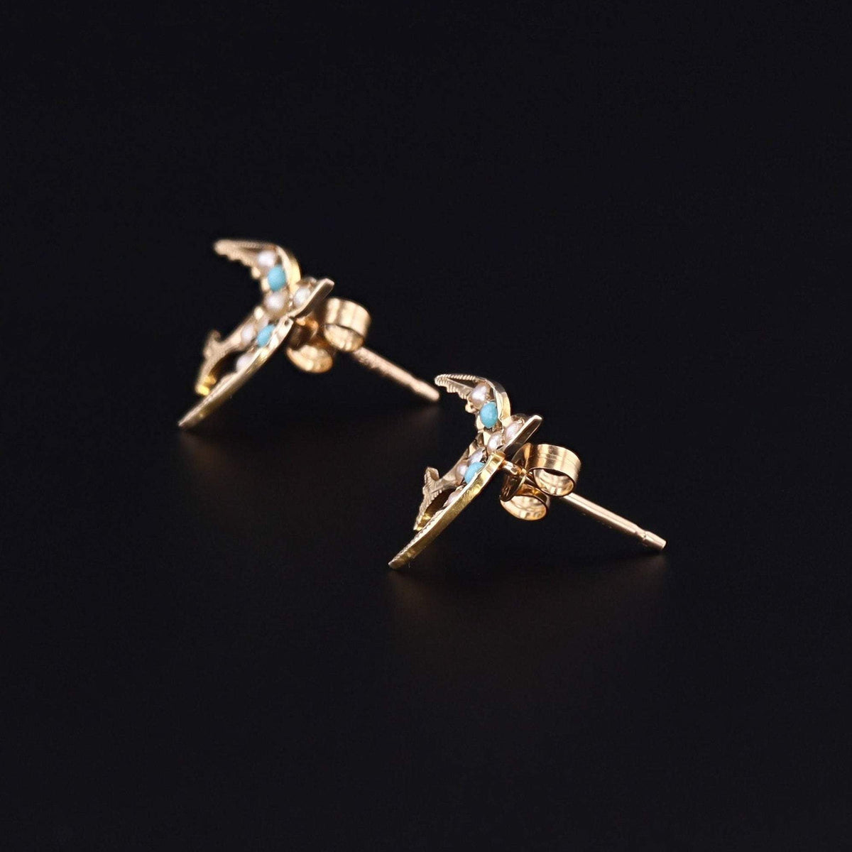 Antique Swallow Earrings | Pin Conversion Earrings - Trademark Antiques