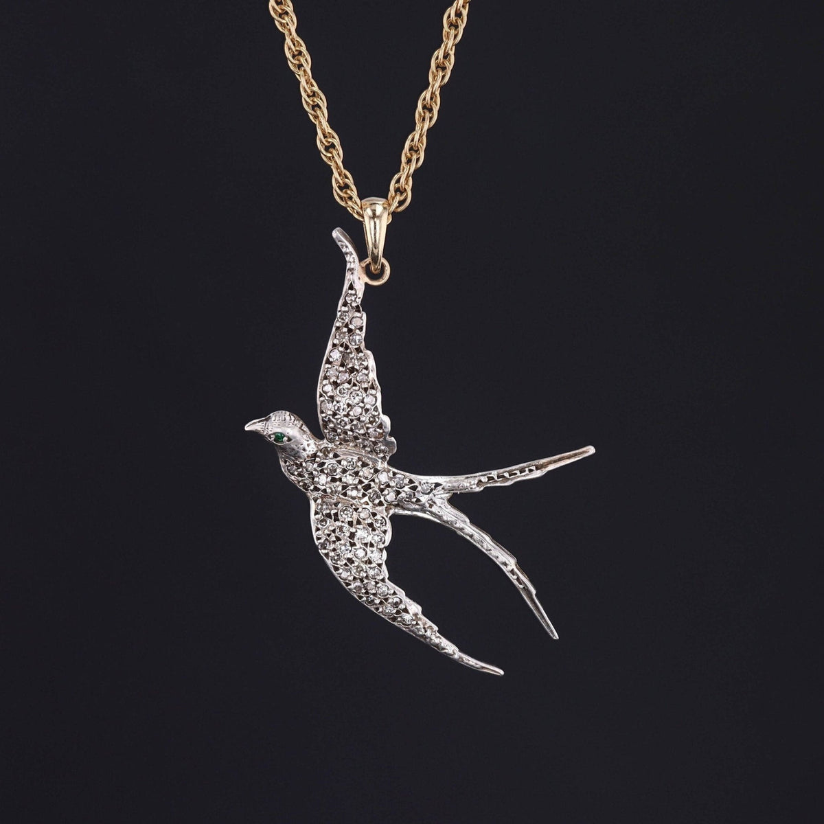 Antique Swallow Pendant | Antique Brooch Conversion - Trademark Antiques