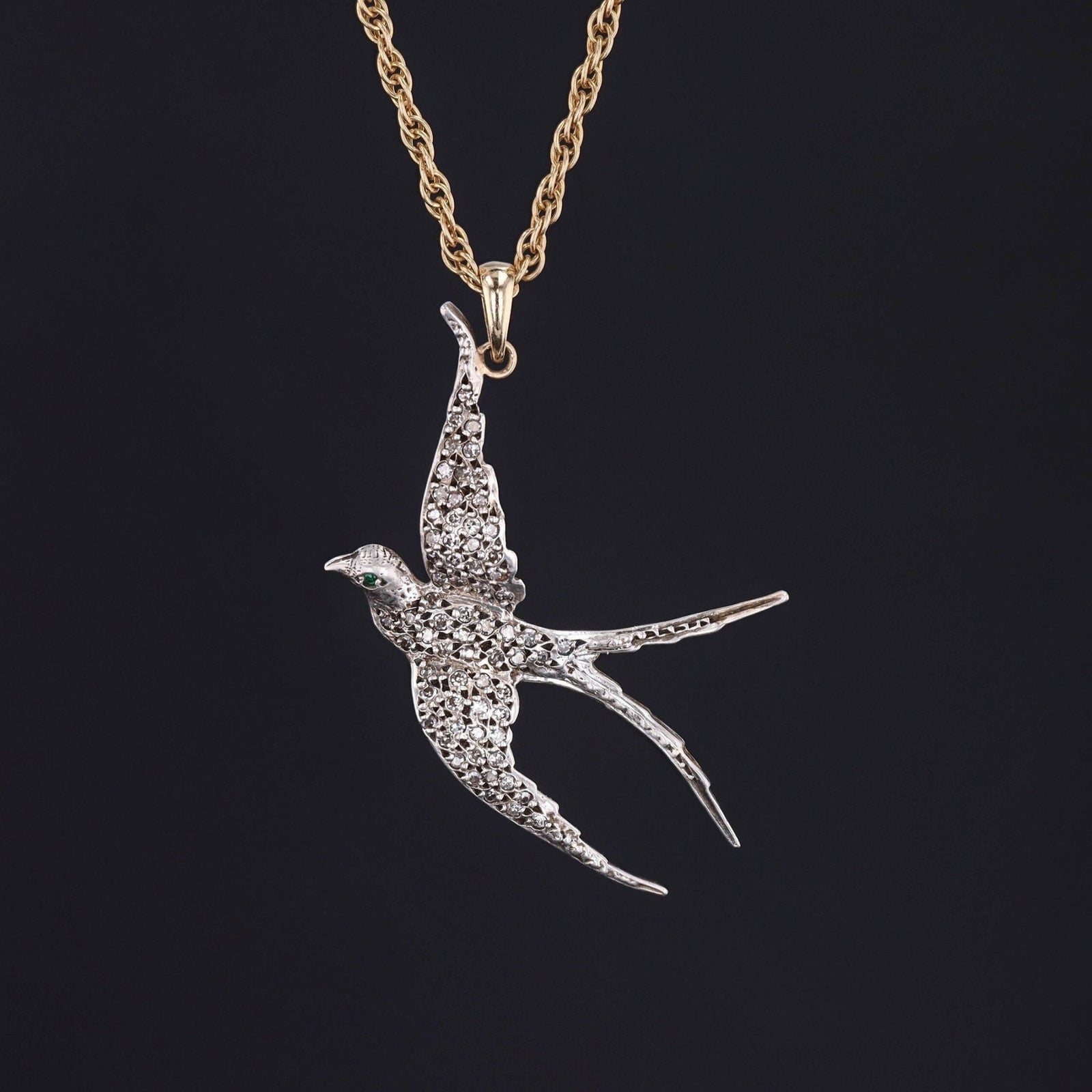 Antique Swallow Pendant | Antique Brooch Conversion - Trademark Antiques