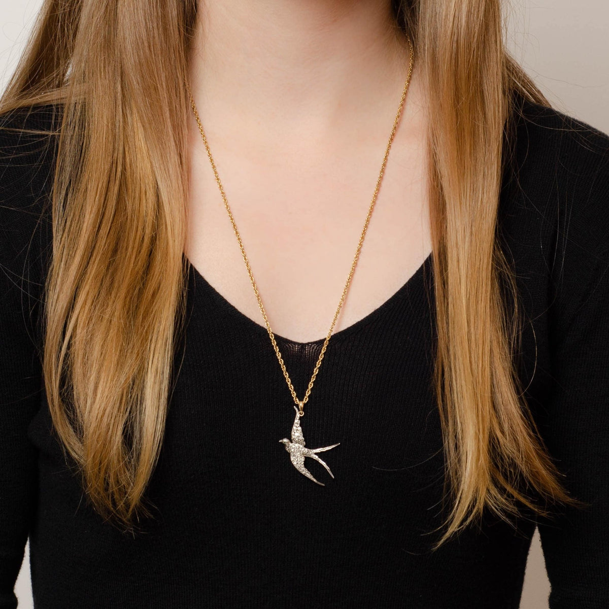 Antique Swallow Pendant | Antique Brooch Conversion - Trademark Antiques