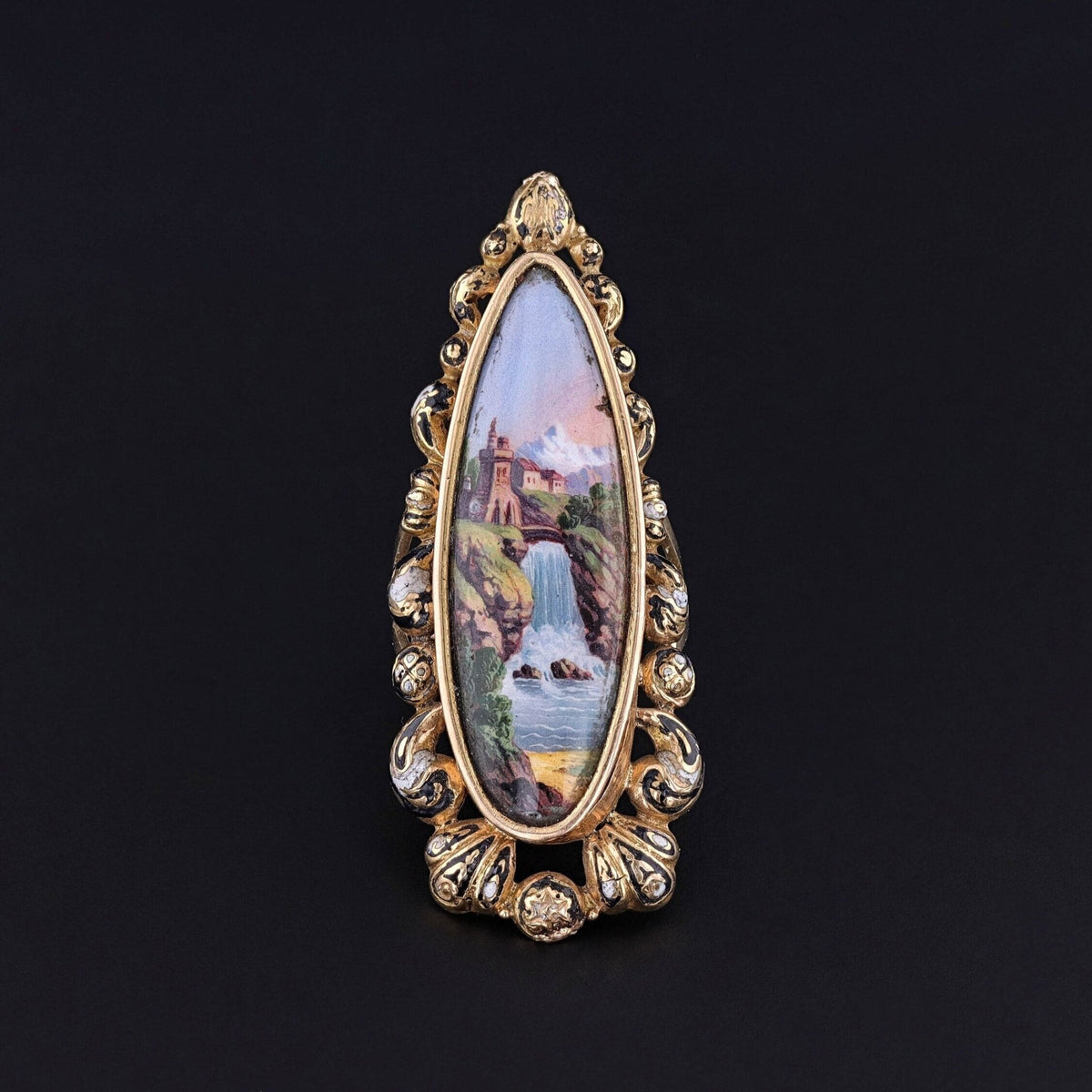 Antique Swiss Enamel Conversion Ring - Trademark Antiques