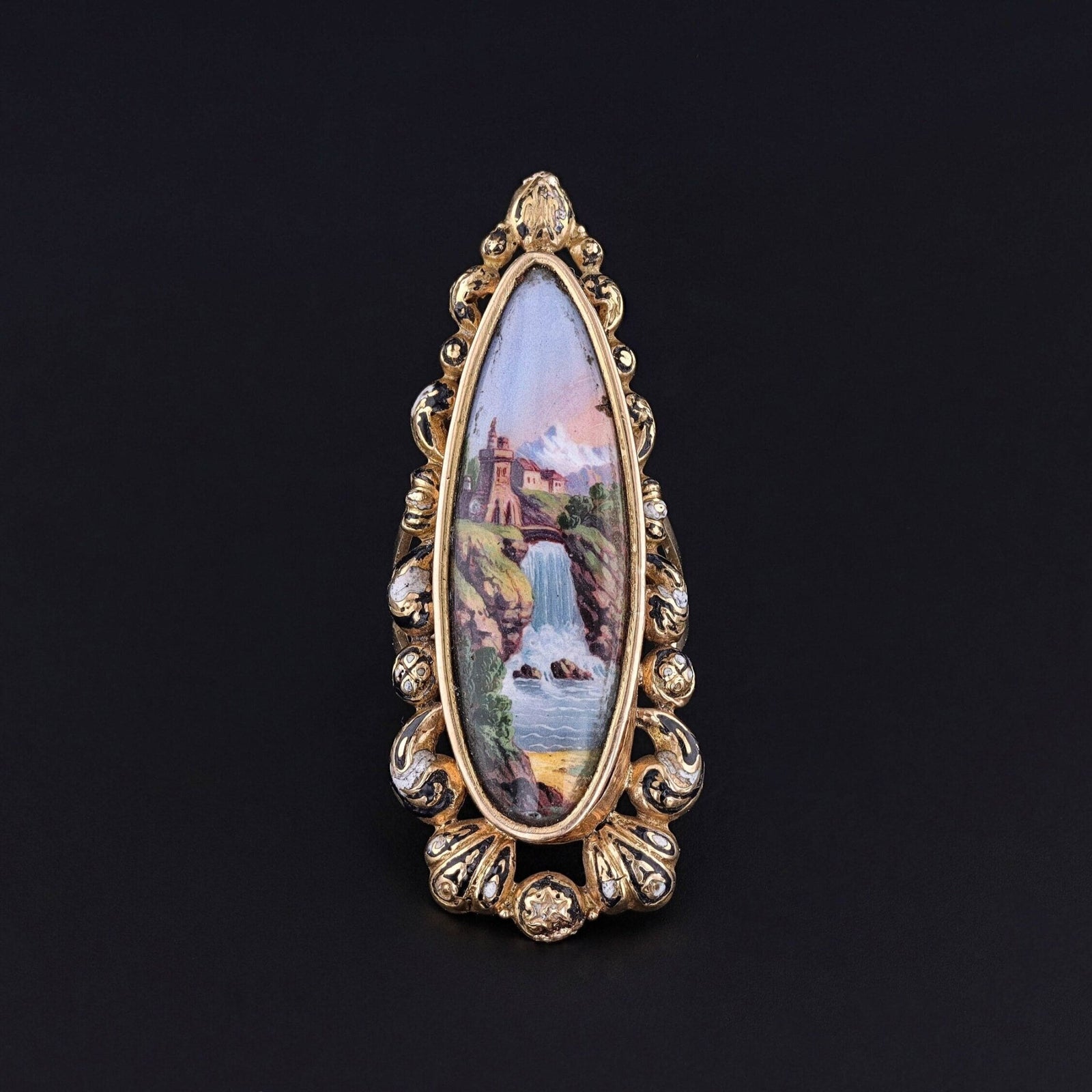 Antique Swiss Enamel Conversion Ring - Trademark Antiques