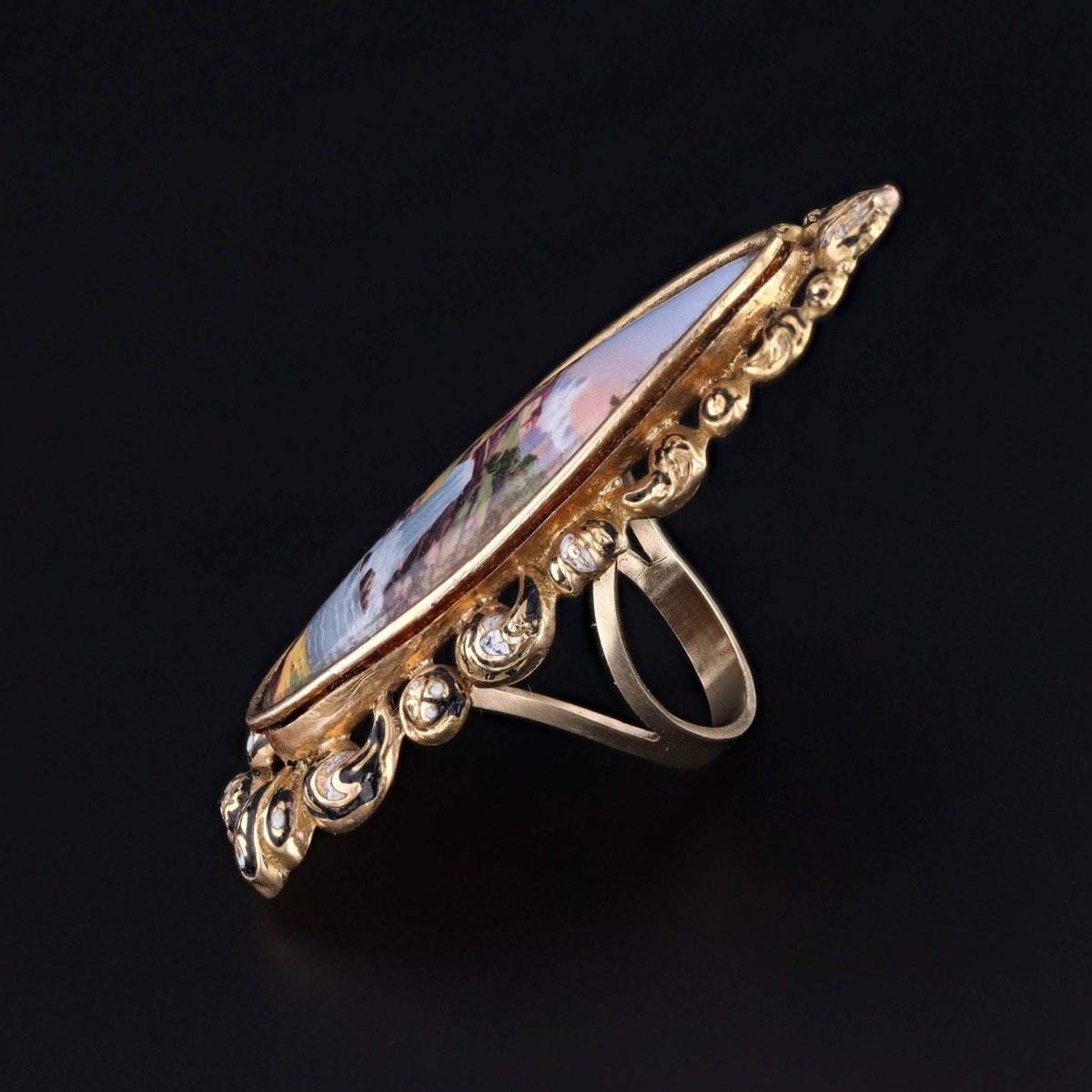 Antique Swiss Enamel Conversion Ring - Trademark Antiques
