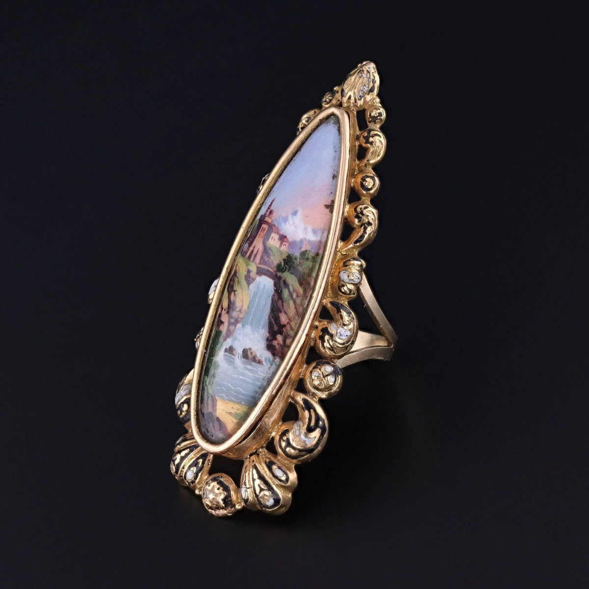 Antique Swiss Enamel Conversion Ring - Trademark Antiques