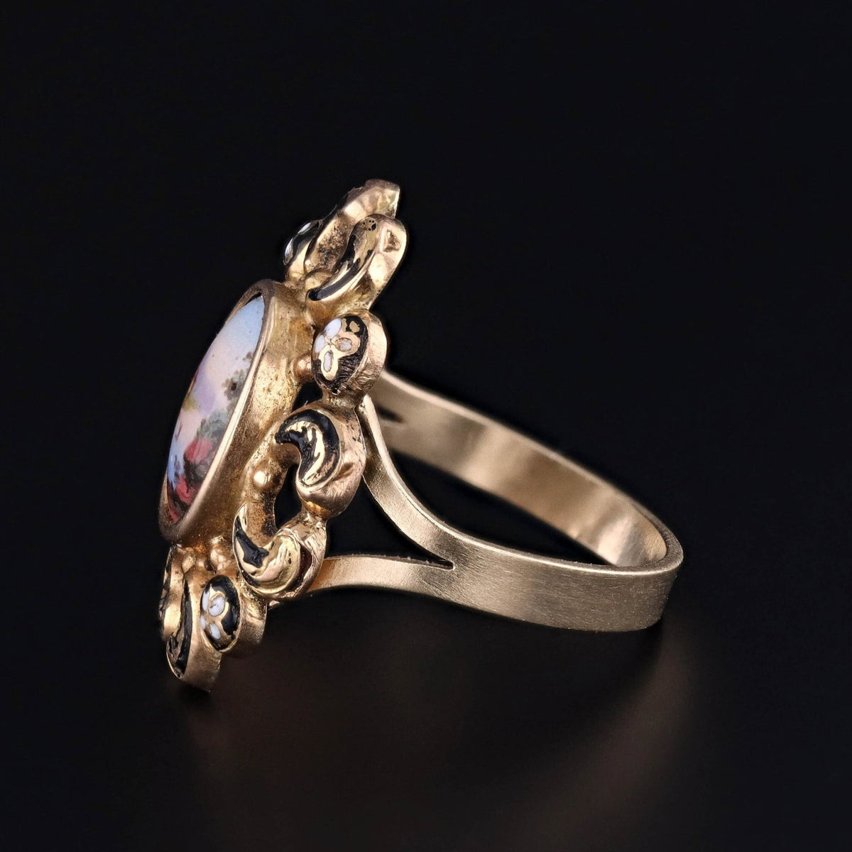 Antique Swiss Enamel Ring of 14k Gold - Trademark Antiques