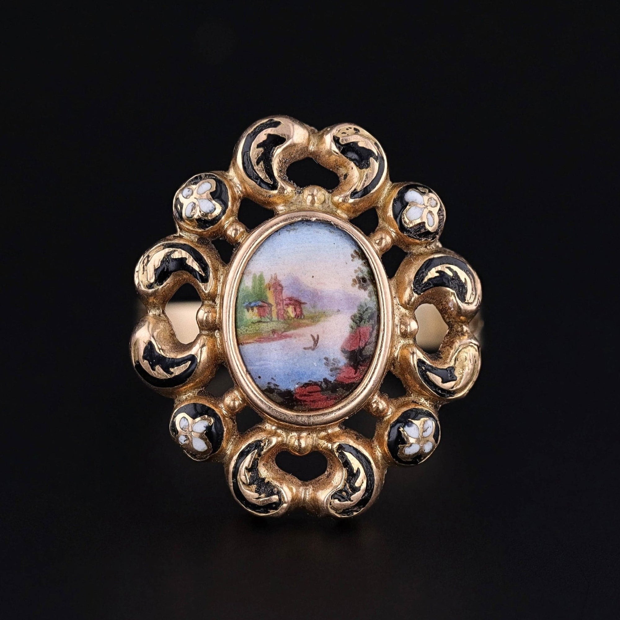 Antique Swiss Enamel Ring of 14k Gold - Trademark Antiques