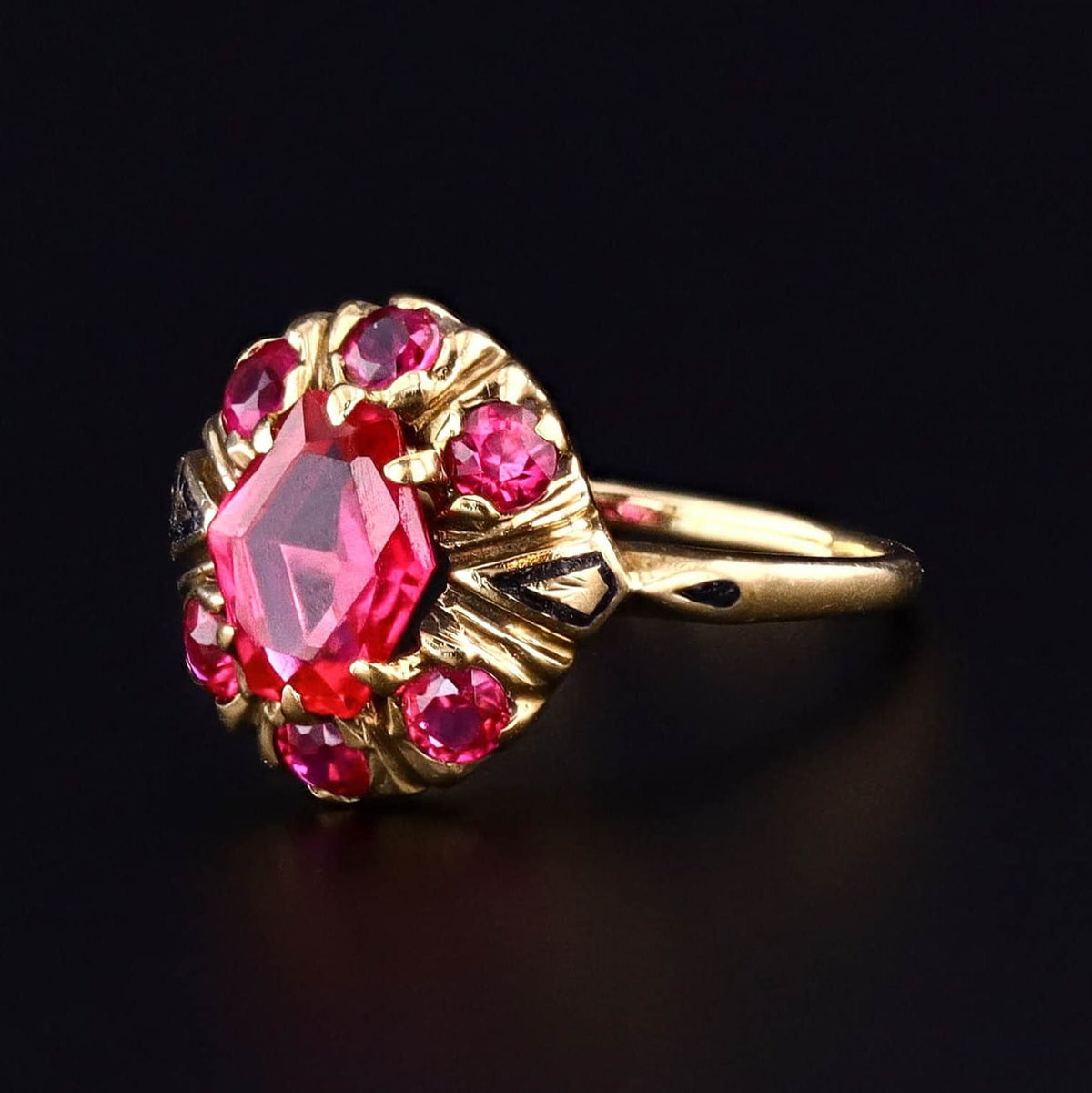 Antique Synthetic Ruby Ring of 10k Gold - Trademark Antiques