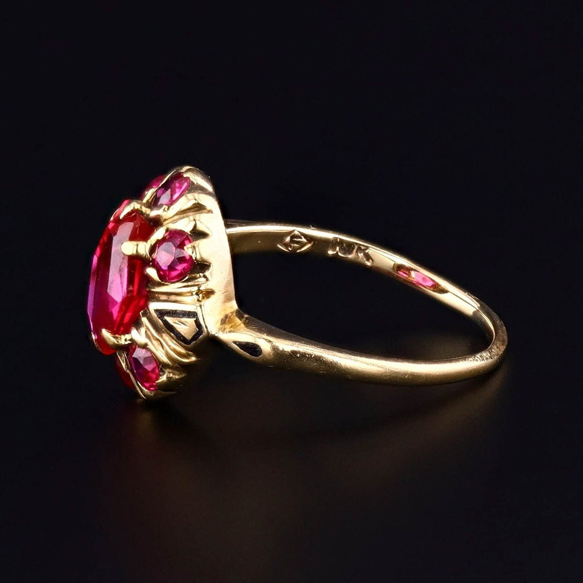 Antique Synthetic Ruby Ring of 10k Gold - Trademark Antiques