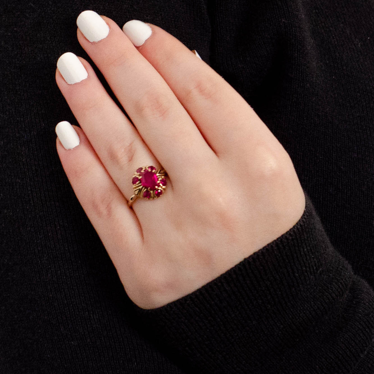 Antique Synthetic Ruby Ring of 10k Gold - Trademark Antiques