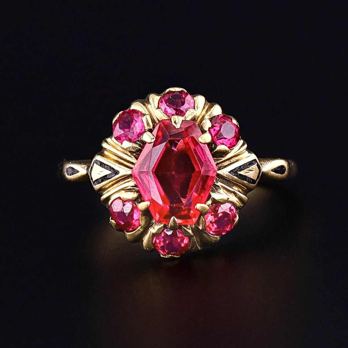 Antique Synthetic Ruby Ring of 10k Gold - Trademark Antiques