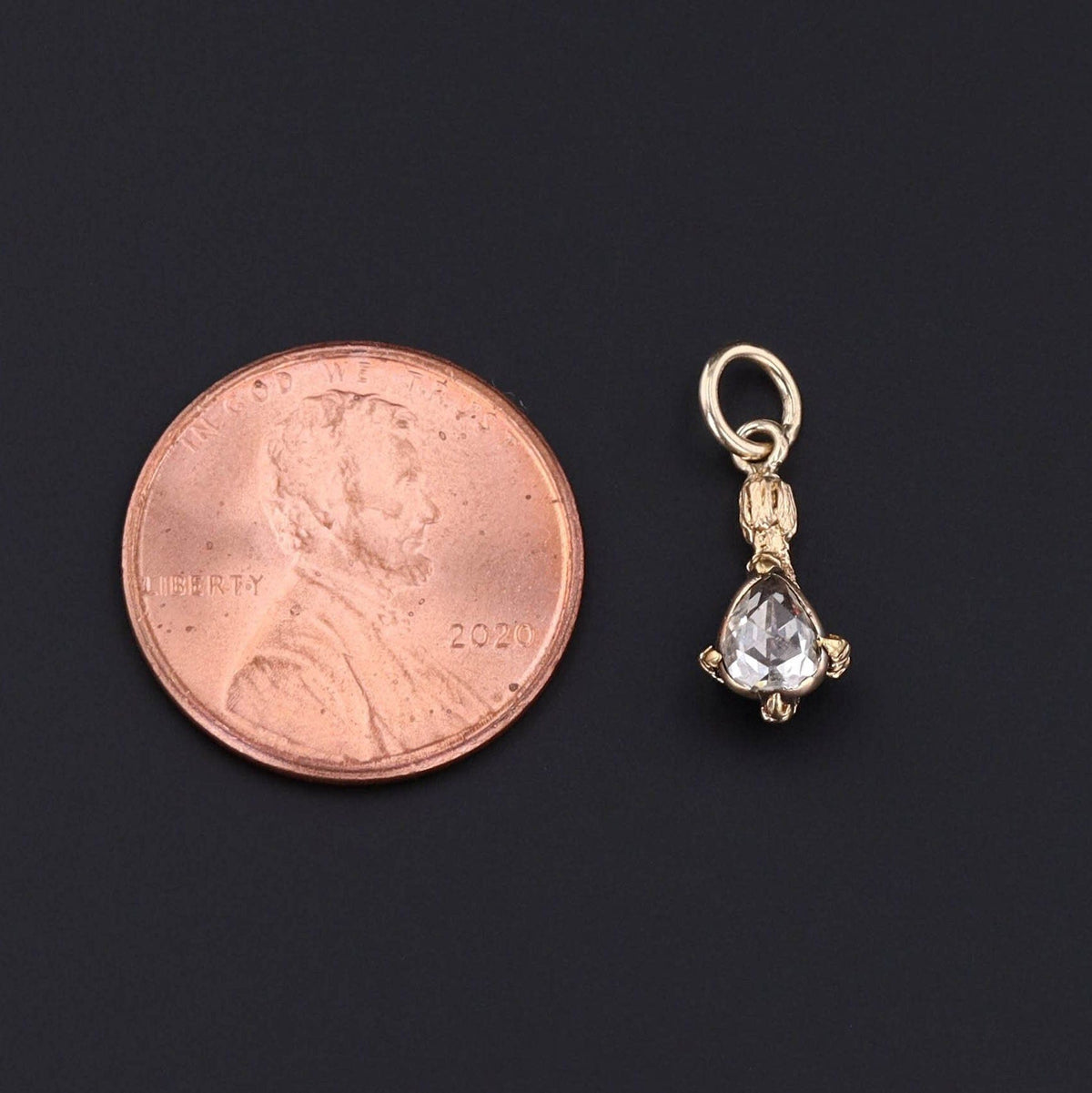 Antique Talon With Rosecut Diamond Charm | Claw Pendant - Trademark Antiques