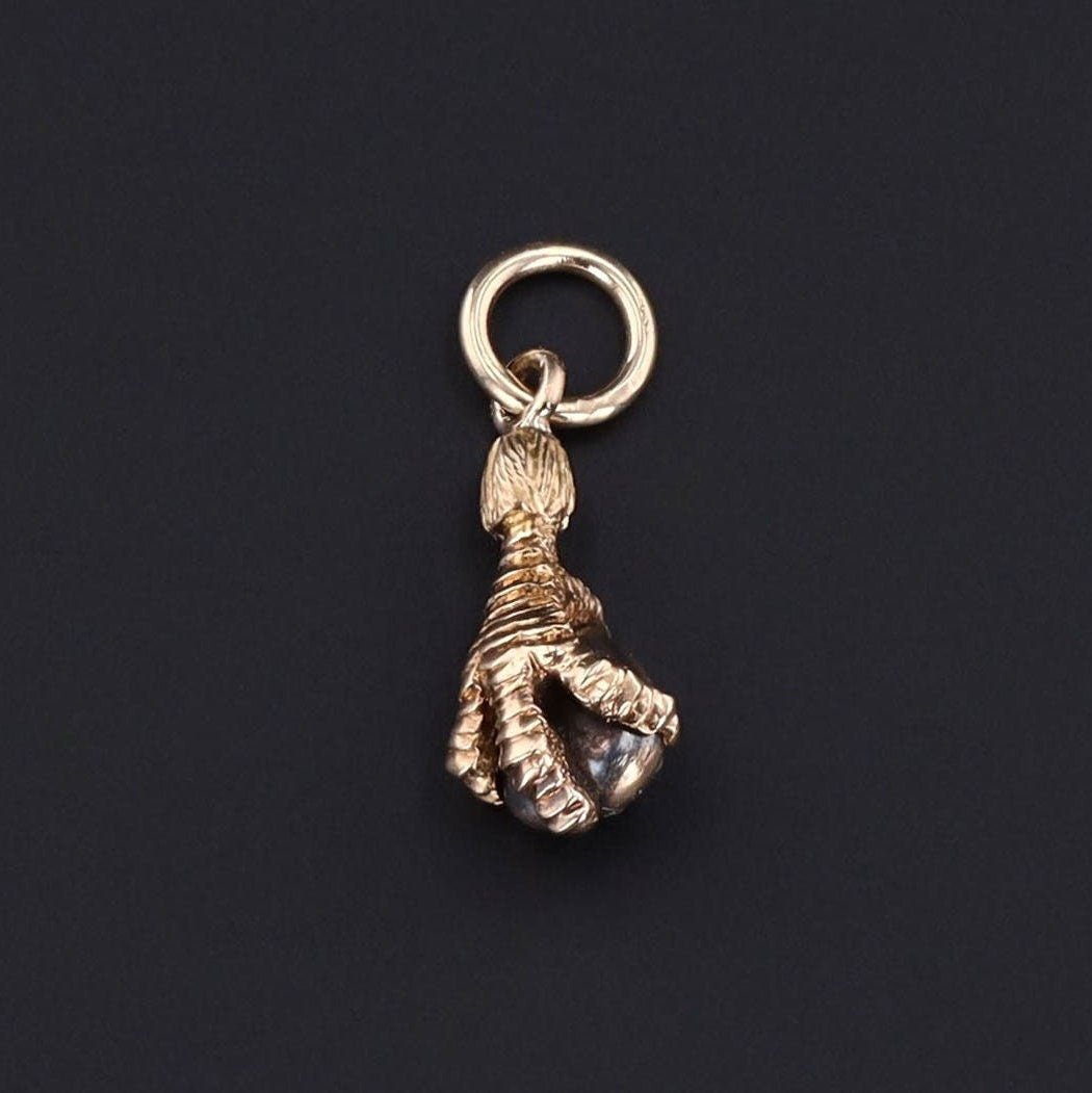 Antique Talon With Rosecut Diamond Charm | Claw Pendant - Trademark Antiques