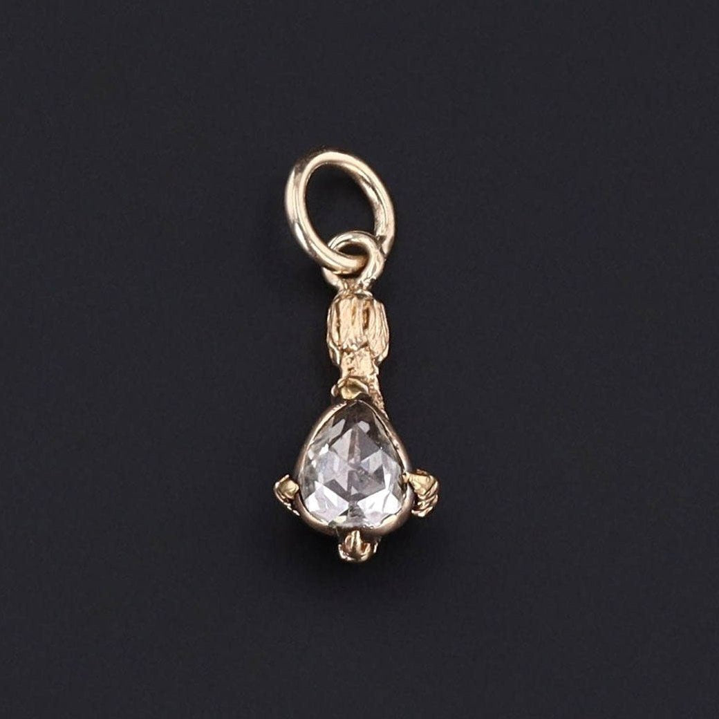 Antique Talon With Rosecut Diamond Charm | Claw Pendant - Trademark Antiques