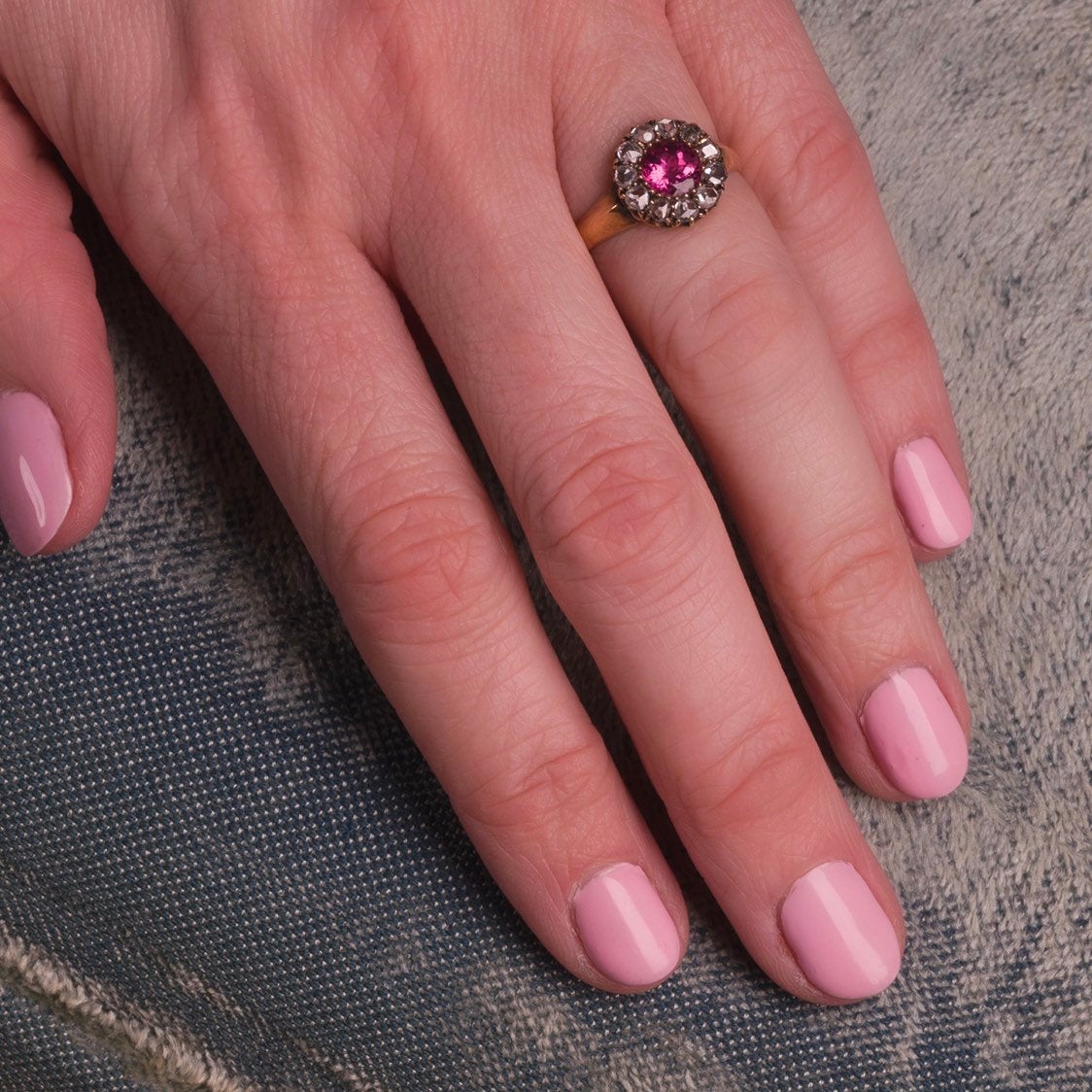 Antique Tourmaline and Diamond Halo Ring | Antique Ring - Trademark Antiques