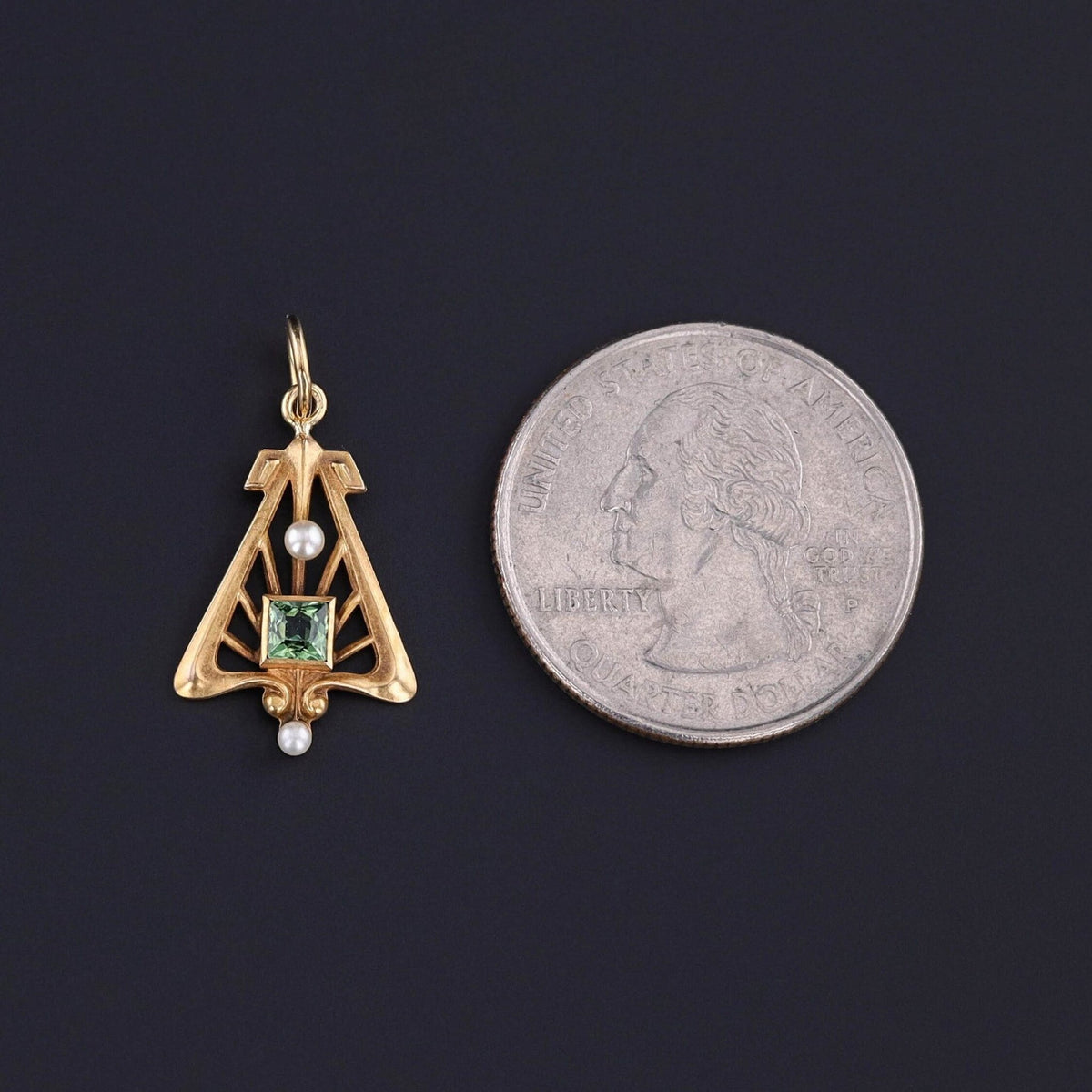 Antique Tourmaline and Pearl Conversion Charm of 14k Gold - Trademark Antiques