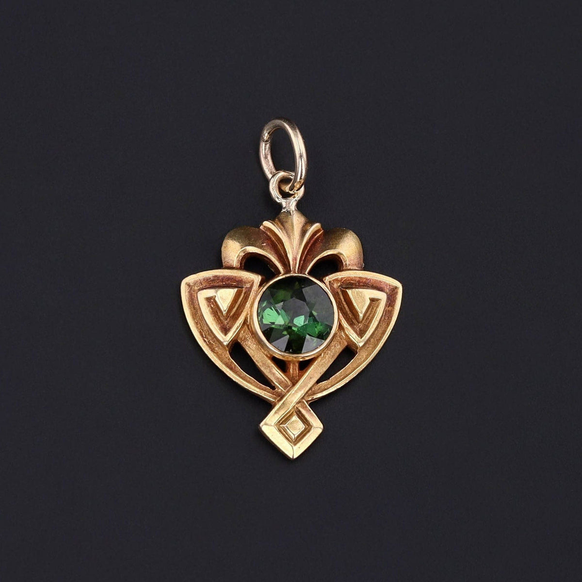 Antique Tourmaline Conversion Charm of 14k Gold - Trademark Antiques