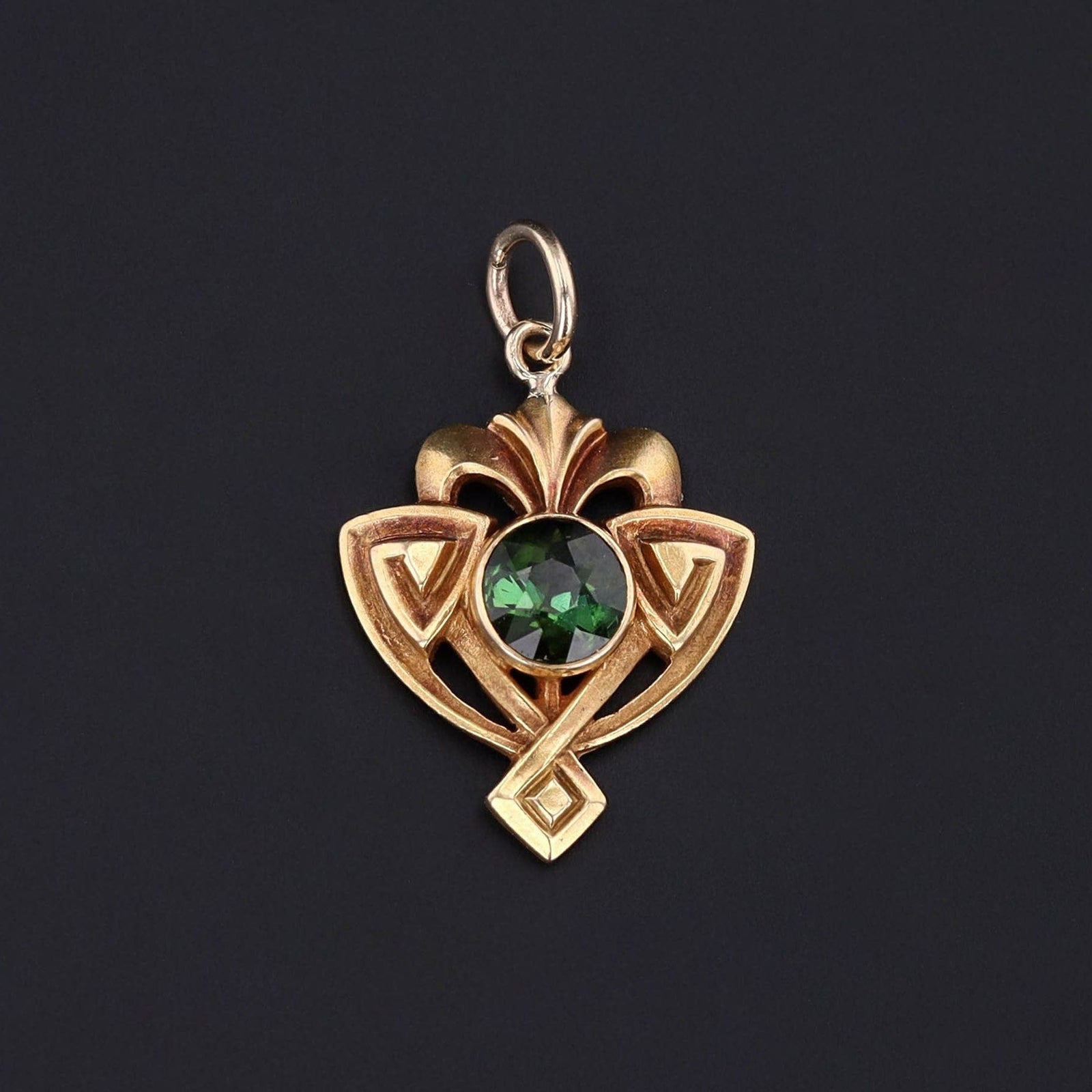 Antique Tourmaline Conversion Charm of 14k Gold - Trademark Antiques