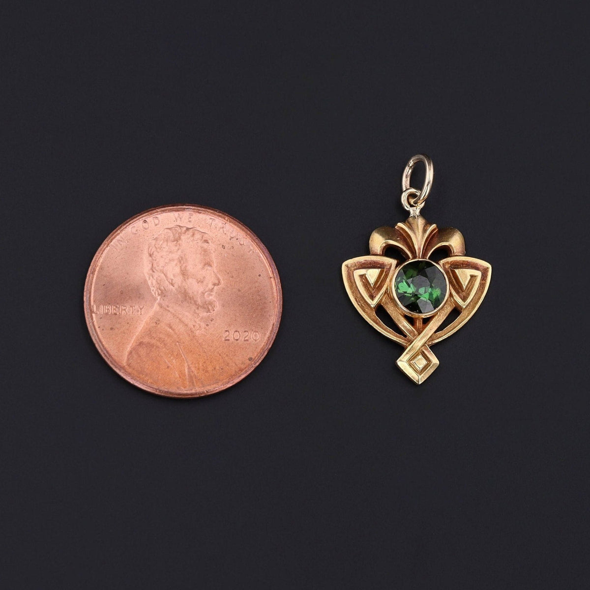 Antique Tourmaline Conversion Charm of 14k Gold - Trademark Antiques