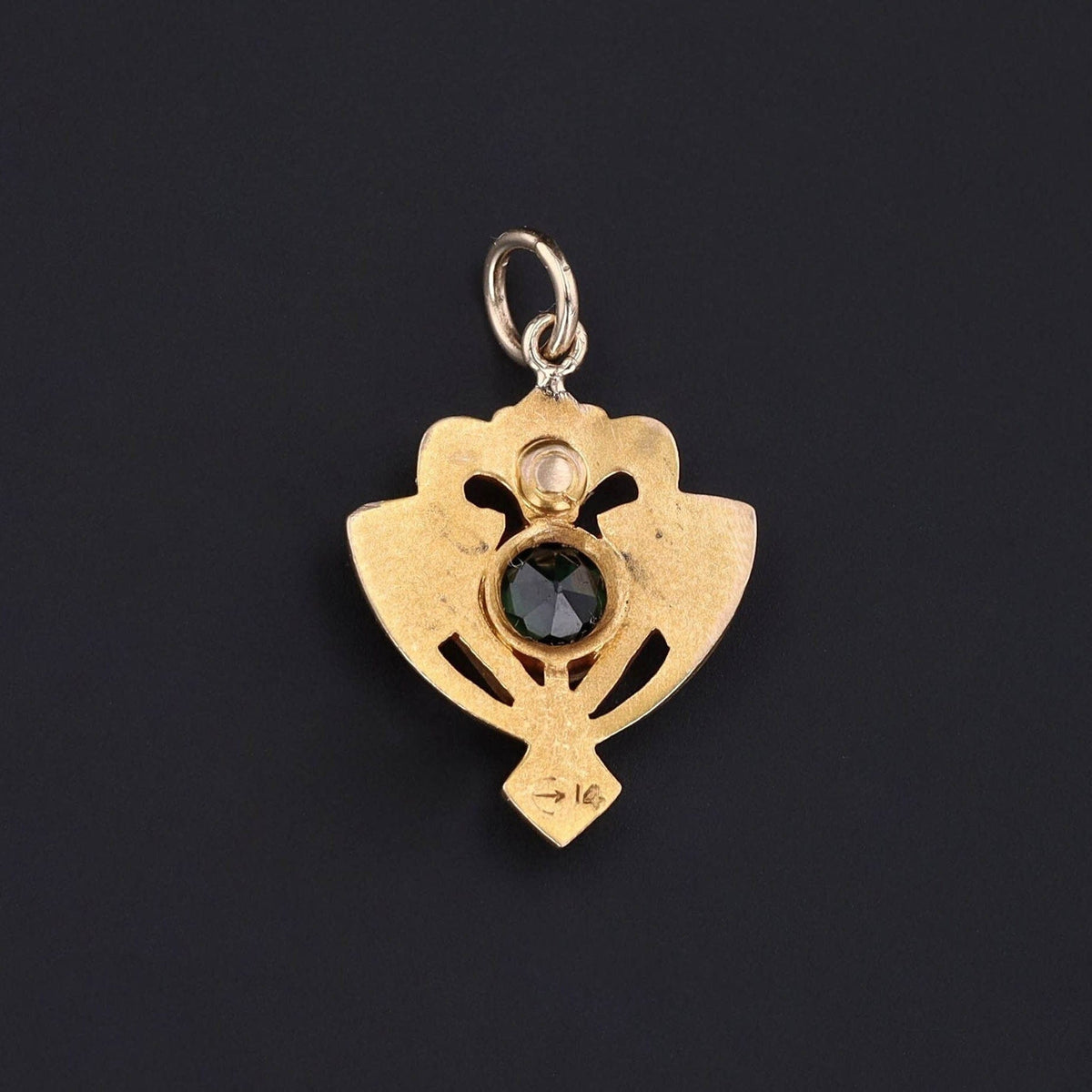 Antique Tourmaline Conversion Charm of 14k Gold - Trademark Antiques