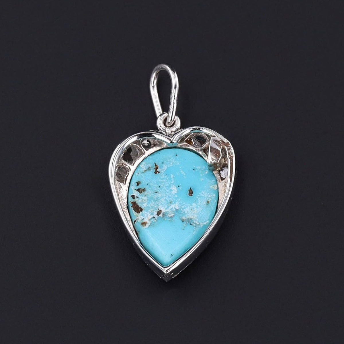 Antique Turquoise and Diamond Charm of Platinum - Trademark Antiques