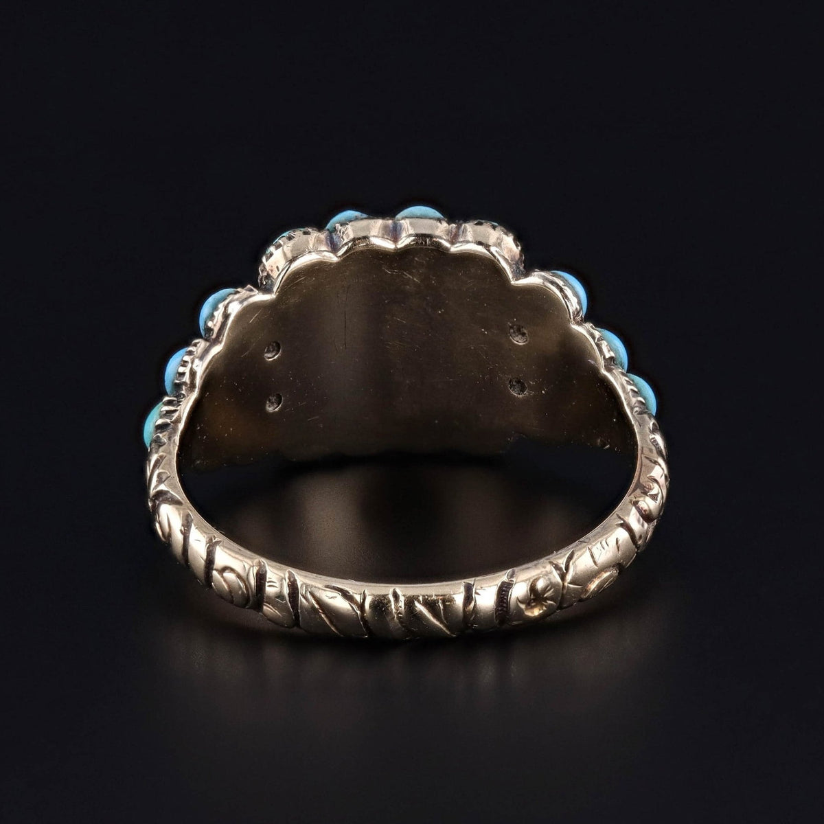 Antique Turquoise and Garnet Ring of 14k Gold - Trademark Antiques