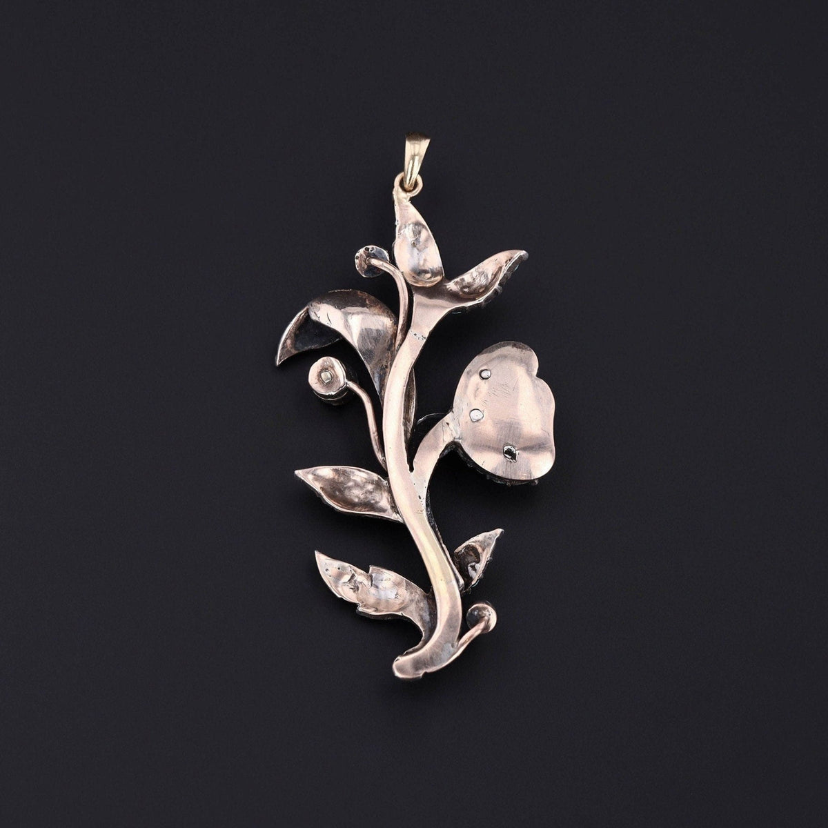 Antique Turquoise and Silver Flower Conversion Pendant - Trademark Antiques
