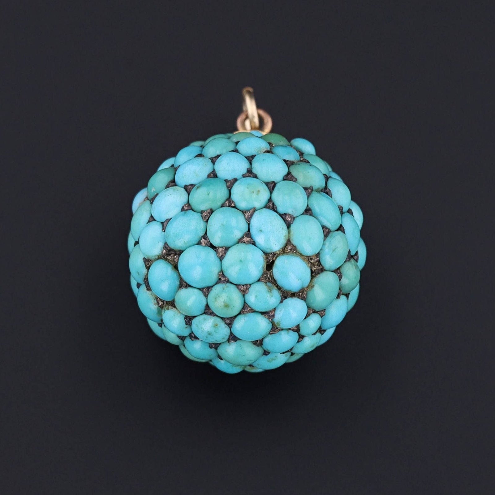 Antique Turquoise Ball Pendant | Antique Turquoise Orb - Trademark Antiques