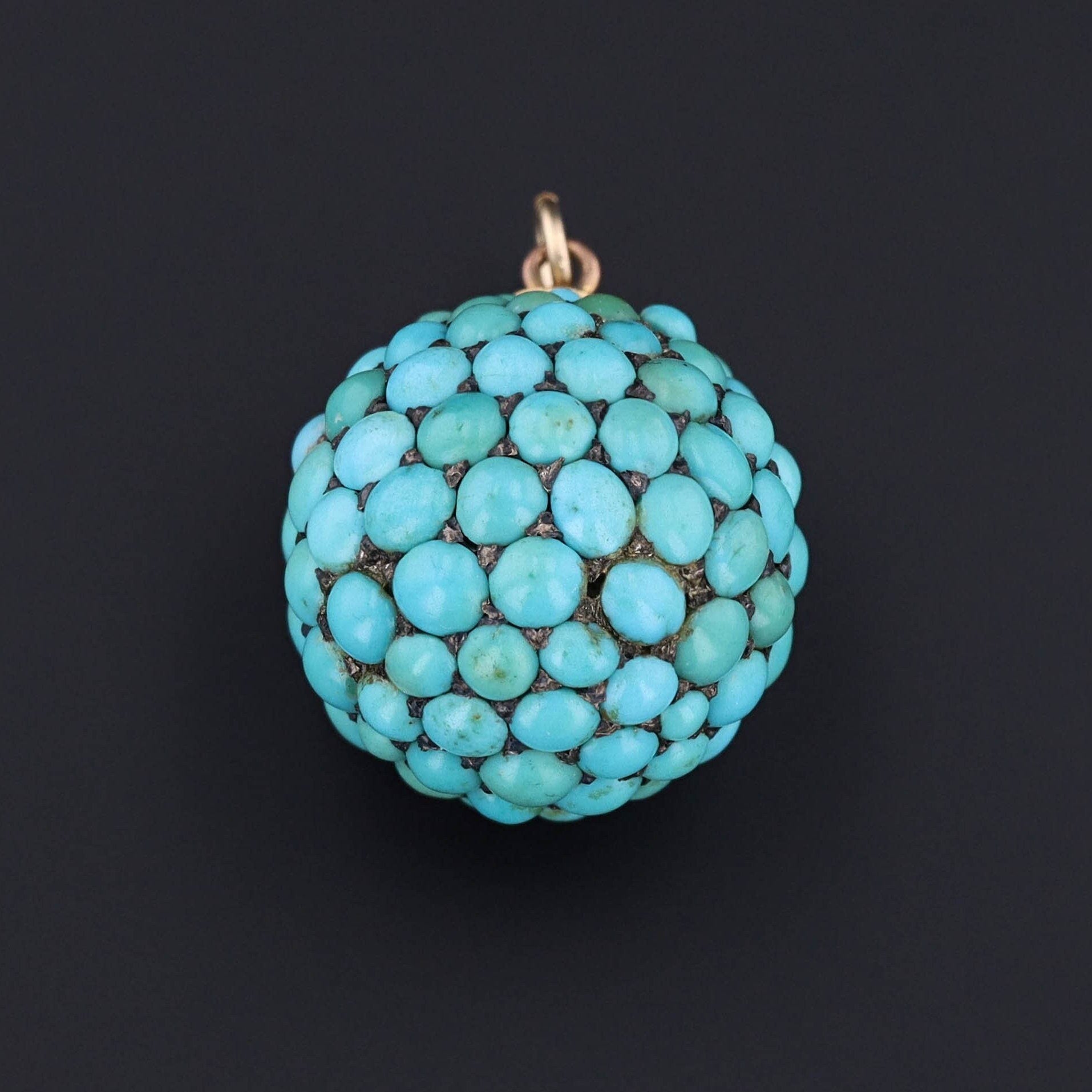Antique Turquoise Ball Pendant | Antique Turquoise Orb - Trademark Antiques