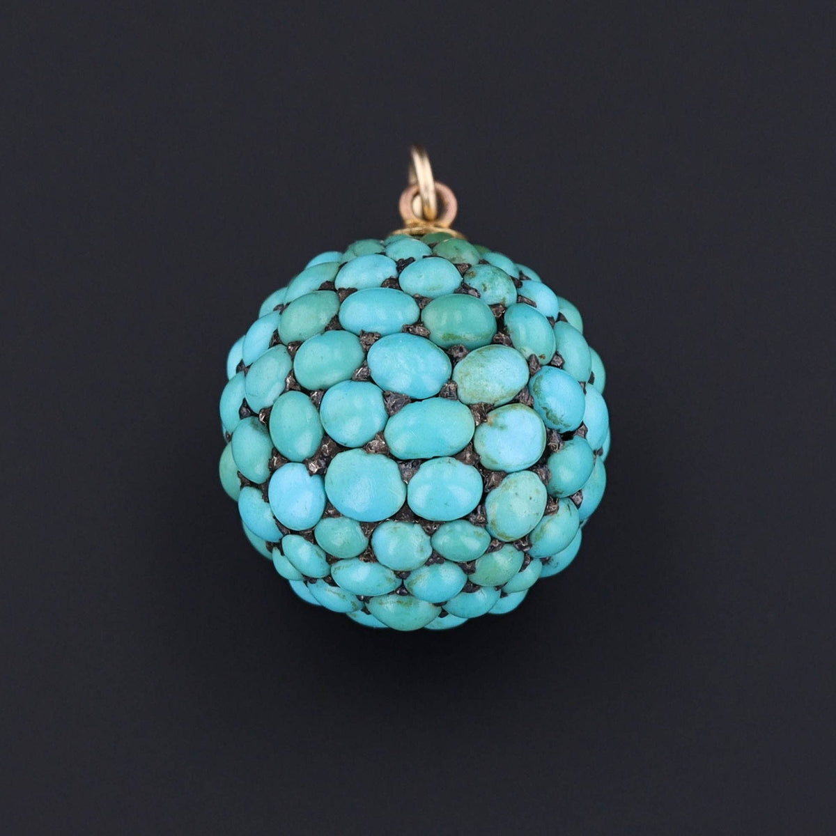 Antique Turquoise Ball Pendant | Antique Turquoise Orb - Trademark Antiques