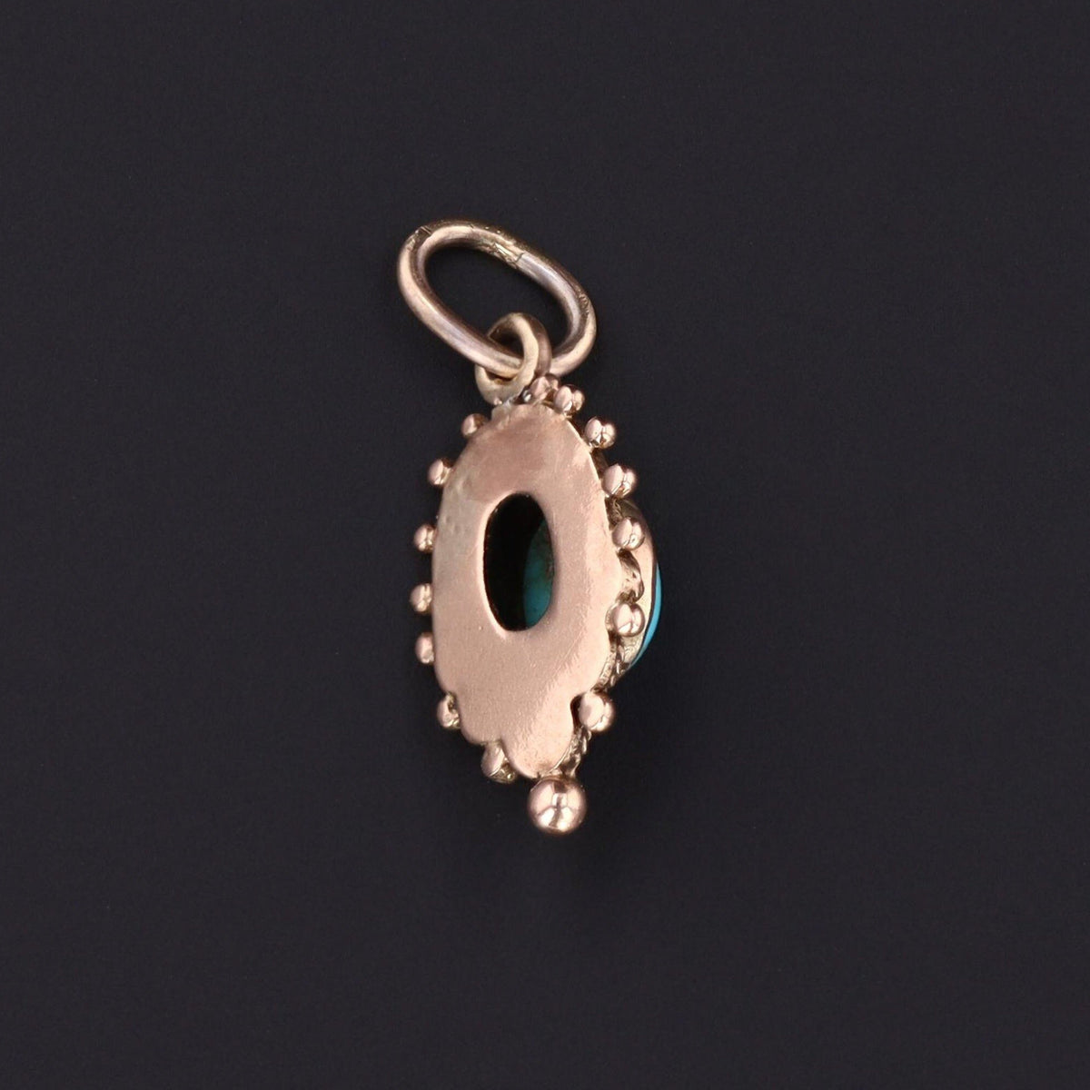 Antique Turquoise Charm | 9ct Gold Pendant - Trademark Antiques