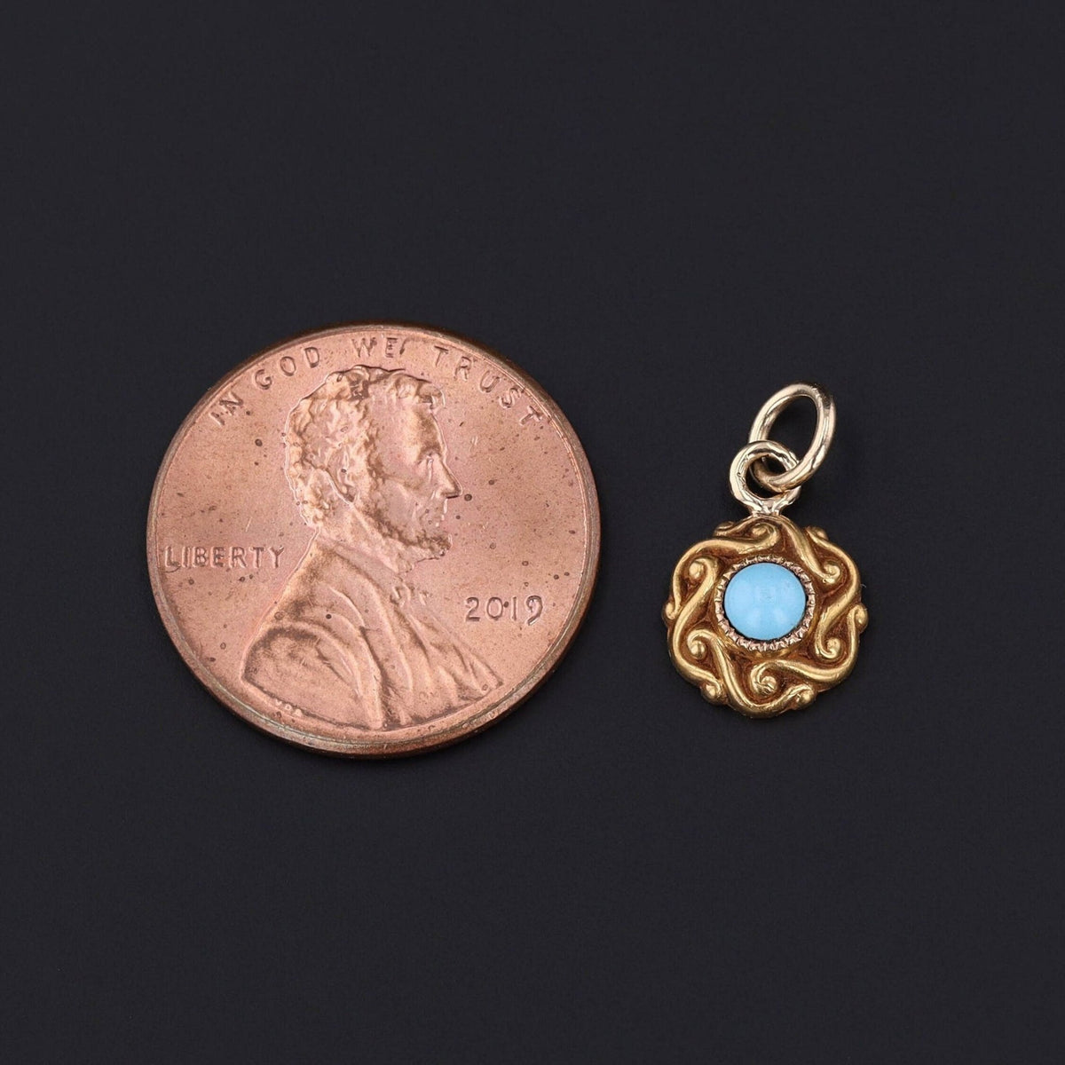 Antique Turquoise Charm of 10k Gold - Trademark Antiques