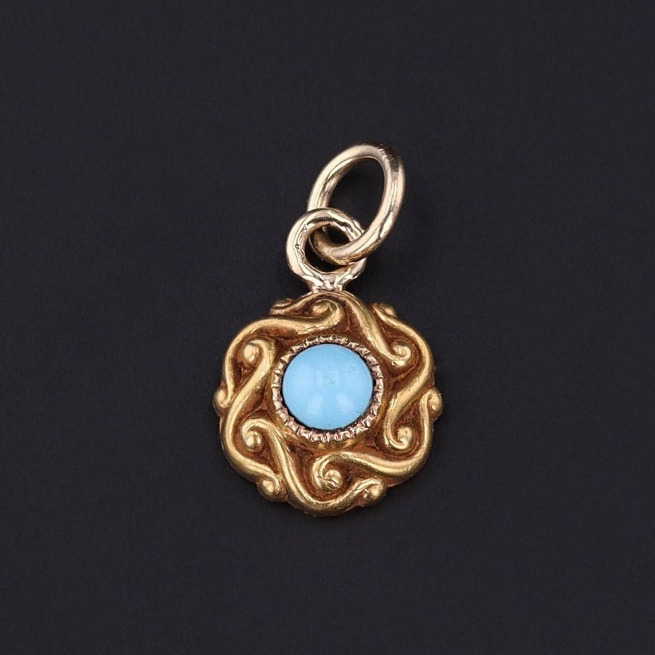 Antique Turquoise Charm of 10k Gold - Trademark Antiques