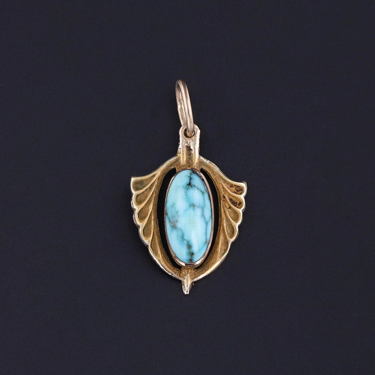 Antique Turquoise Charm of 14k Gold - Trademark Antiques
