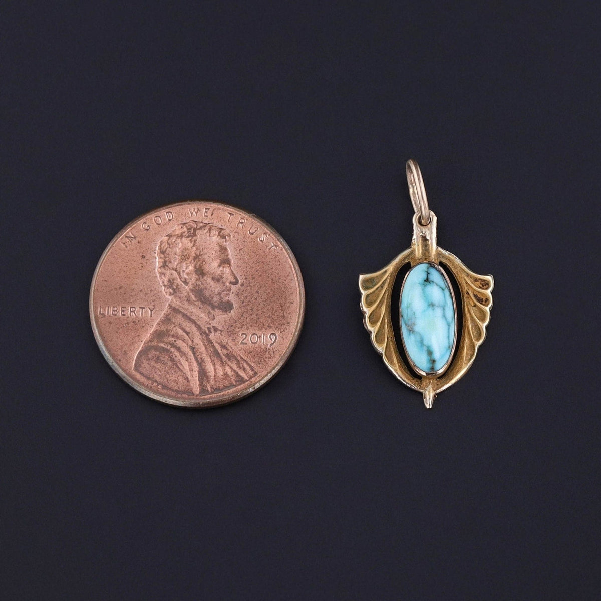 Antique Turquoise Charm of 14k Gold - Trademark Antiques