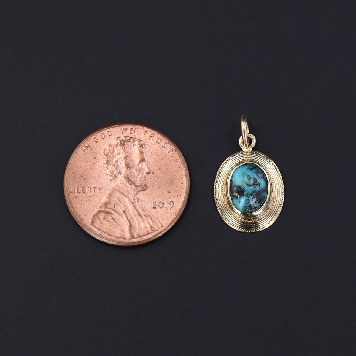 Antique Turquoise Conversion Charm of 14k Gold - Trademark Antiques