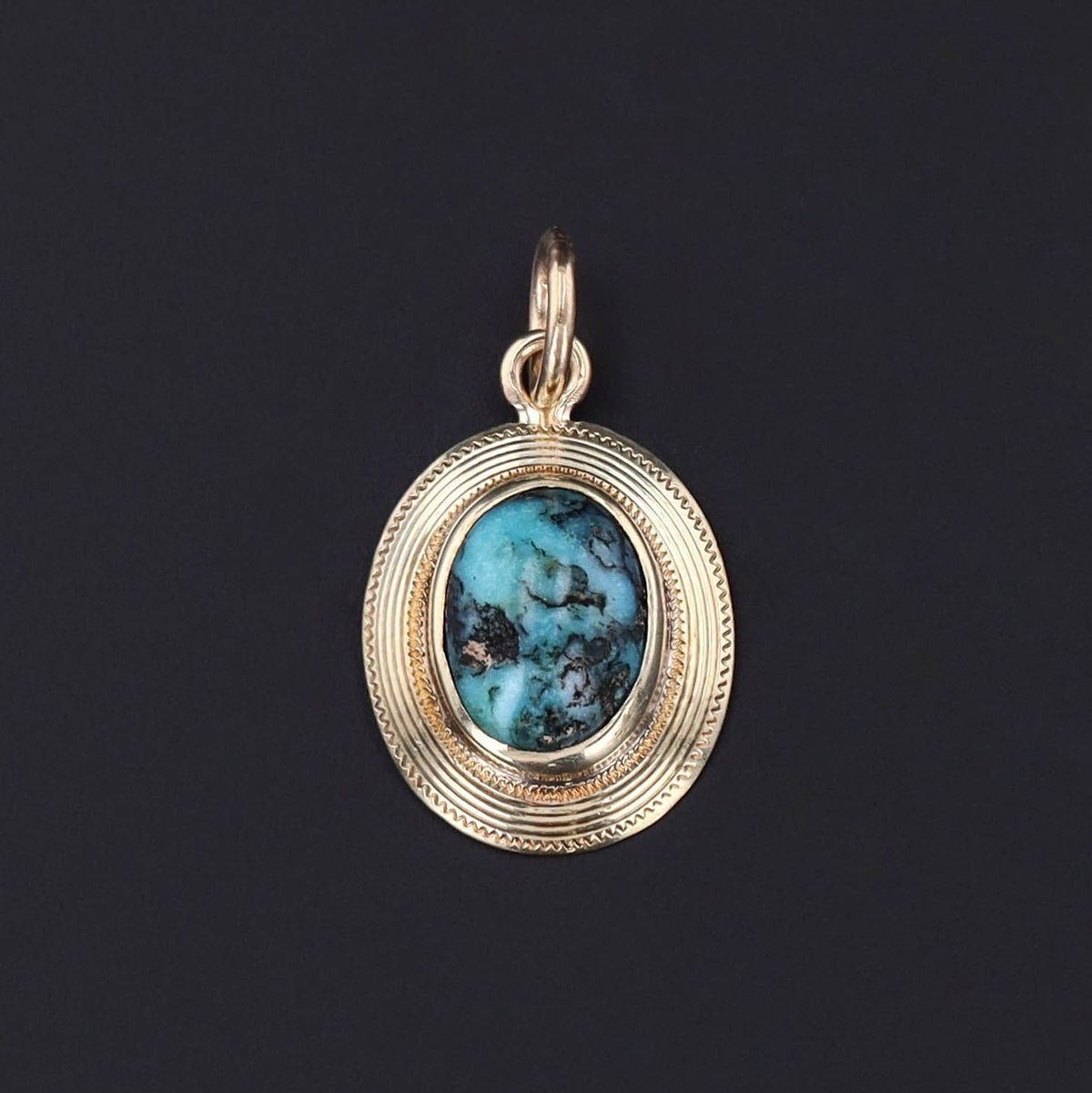 Antique Turquoise Conversion Charm of 14k Gold - Trademark Antiques