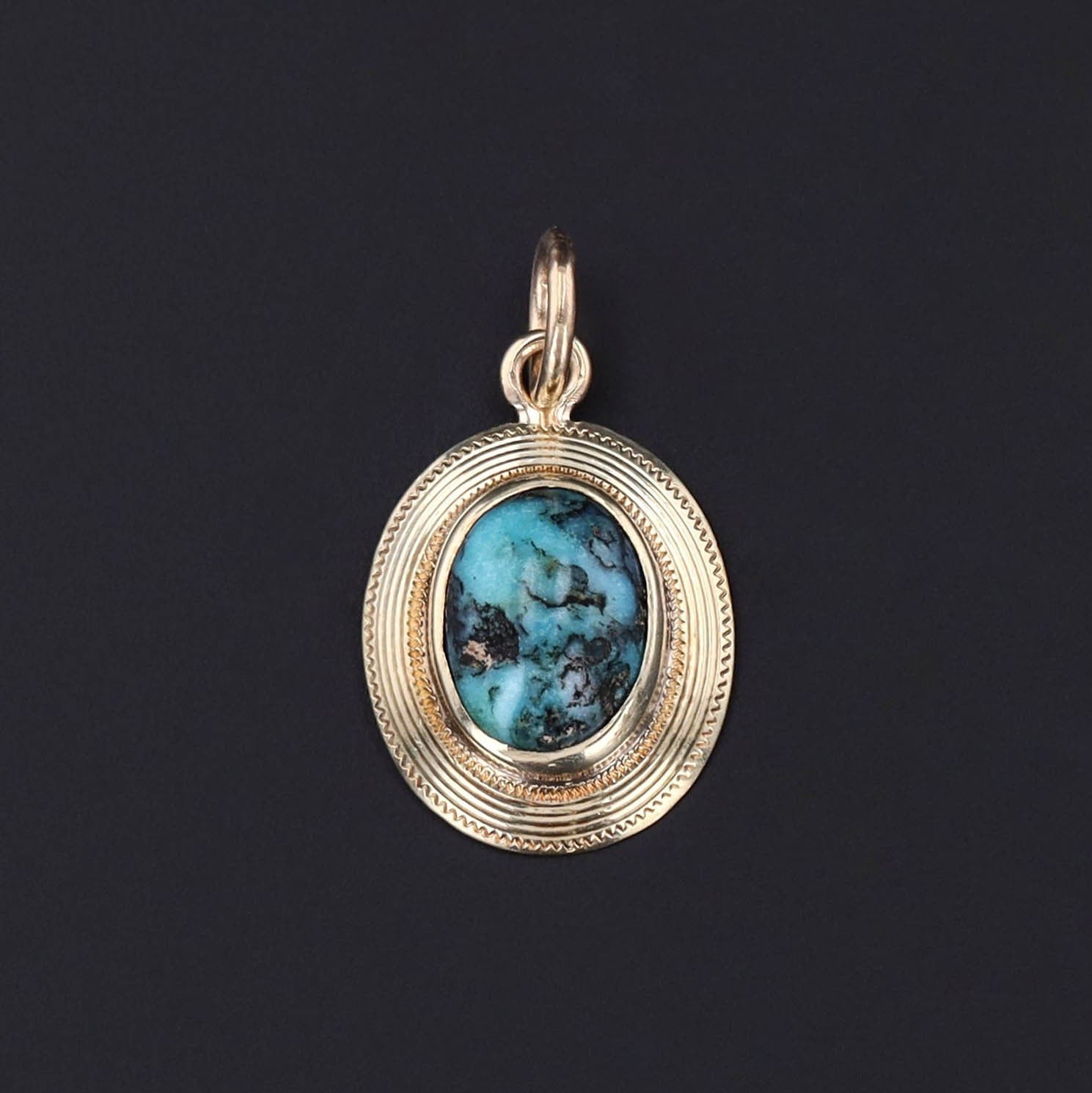 Antique Turquoise Conversion Charm of 14k Gold - Trademark Antiques
